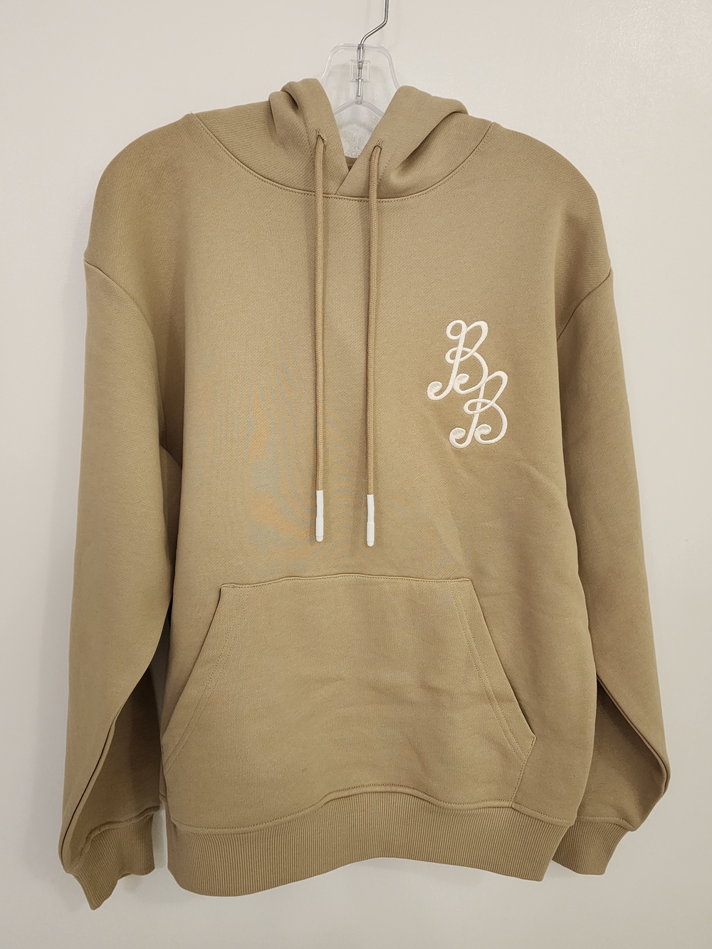 Men's Tan Crewneck Hoodie with Script Chest Logo
